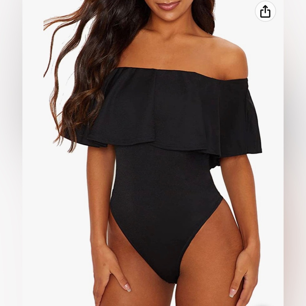 Off Shoulder Ruffle Bodysuit